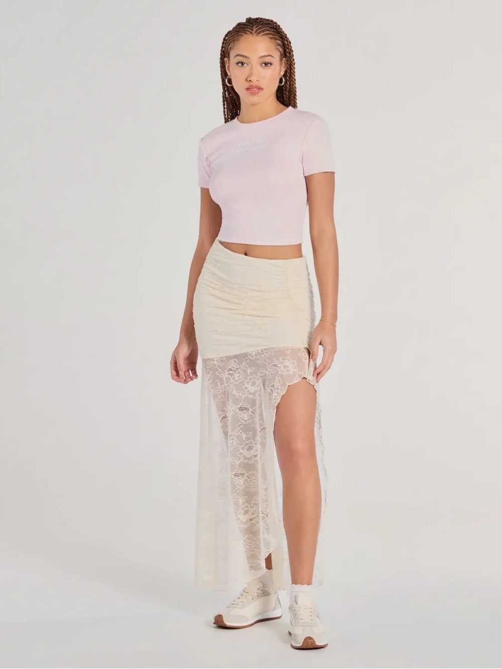 Lace Asymmetrical Maxi Skirt